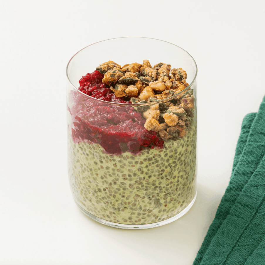 Matcha Raspberry Chia Pudding